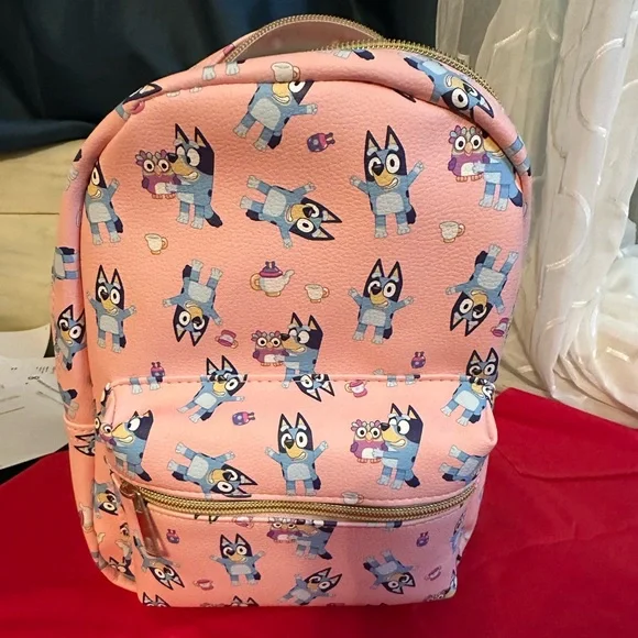 Pink Kids Backpack with Cartoon Character Print - Picture 1 of 6
